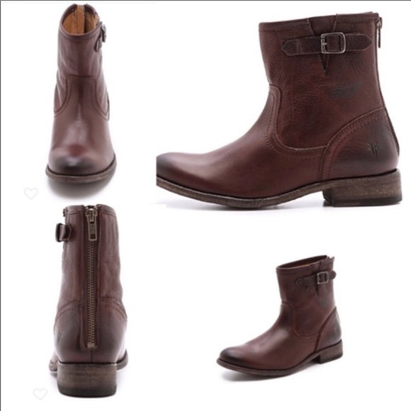 NWT Frye Pippa Leather Ankle Brown Boots - Picture 1 of 13